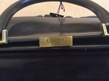 Borsa Liberty Of London in pelle nera stampata vintage grande tote bag