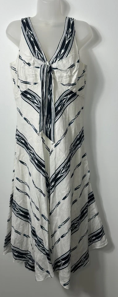 Vestido maxi Lauren Ralph Lauren etiqueta preta tamanho 8 lenço 100% linho forrado B1 - Imagem 2 de 4