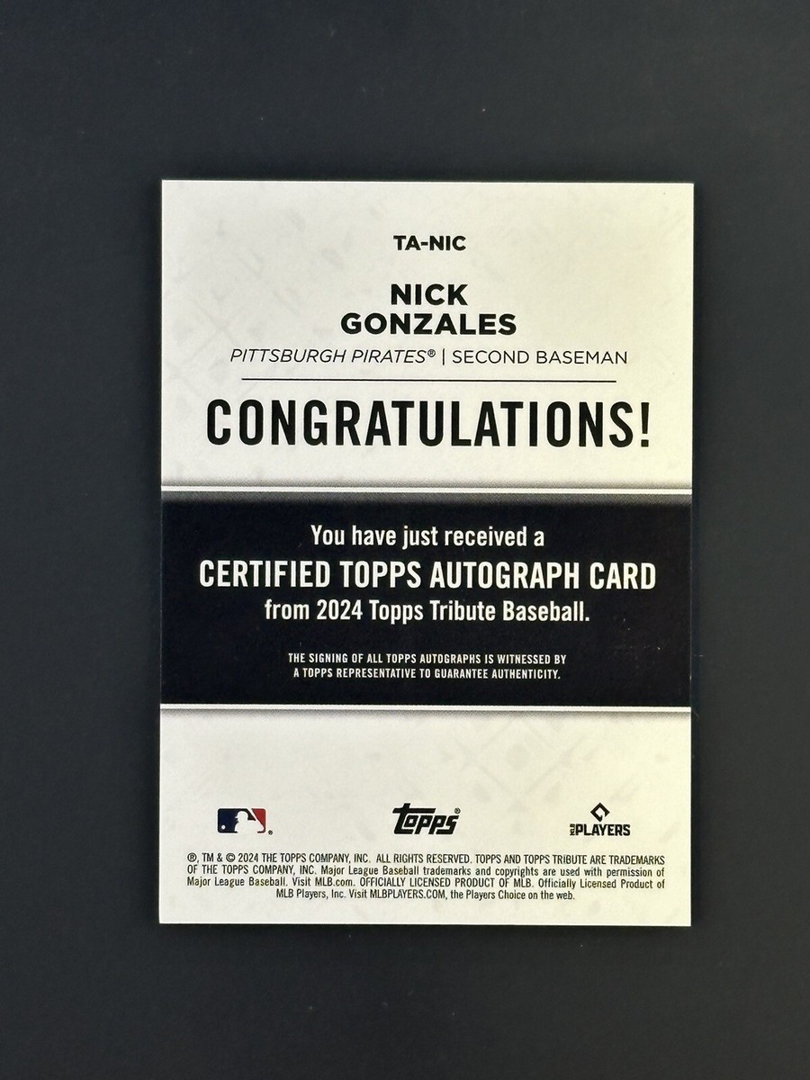 スポーツ選手 TOPPS TRIBUTE AUTOGRAPHS 2024 Topps Tribute Nick Gonzales Blue Rookie Auto Autograph RC