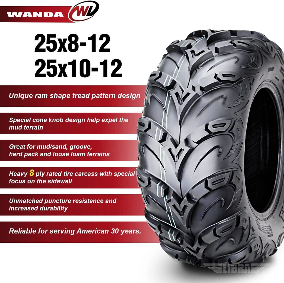 (4) 04-06 Bombardier OUTLANDER 330 400 HO Tires 25X8X12 25X10X12 8PR Mud Sling - Image 4 of 4