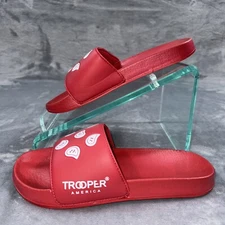 Trooper America Bandana Paisley Slides Red White Men's NEW without Box