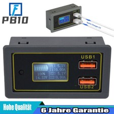 Dual USB Port Batterie Kapazität Voltmeter Spannung Anzeige Monitor DC 12/24V UK