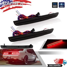 2X Smoked Lens Red LED Foglight Tail Brake Lights For 2015-2023 Dodge Challenger