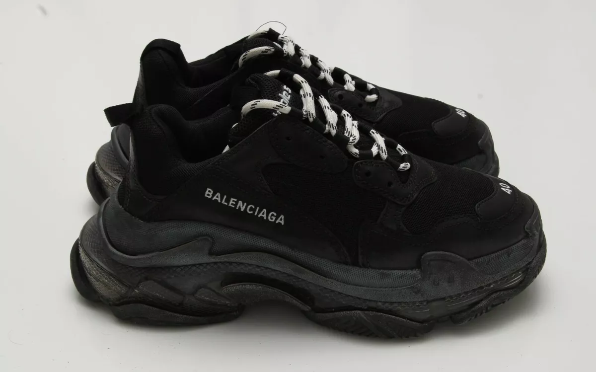 Balenciaga Triple S Men's Black Clear Sole Sneakers New