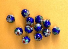 lot of 30 cloisonne beads, 6 mm  blue, green, red, white and gold