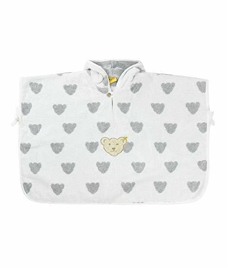 Steiff Baby Bademantel Poncho Badeponcho Frottee 1-3 Jahre weiß grau