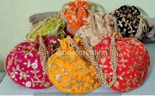 Indian Handmade Women Embroidered Clutch Purse Potli Bag Pouch Drawstring Bag
