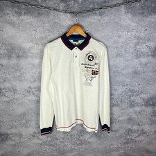Men s Napapijri Polos Long Sleeve White Cotton Size L