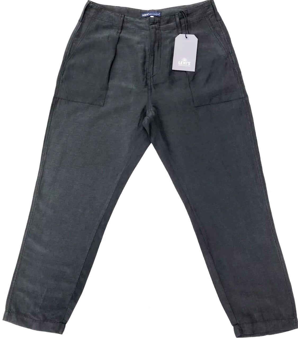 Levi's Linen Silk Pants Made & Crafted Crop in Charcoal RRP$198