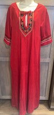 Vintage JC Penney Loungewear Red Maxi Hostess Nightgown Dress M 11 13