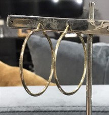 Vintage Sterling Silver 925 Gold Tone Large Hoop Pierced Earrings