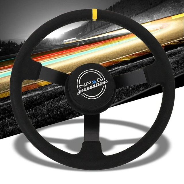 Black Alcantara/Yellow Stripe Nascar Design 380mm NRG RST380MBA