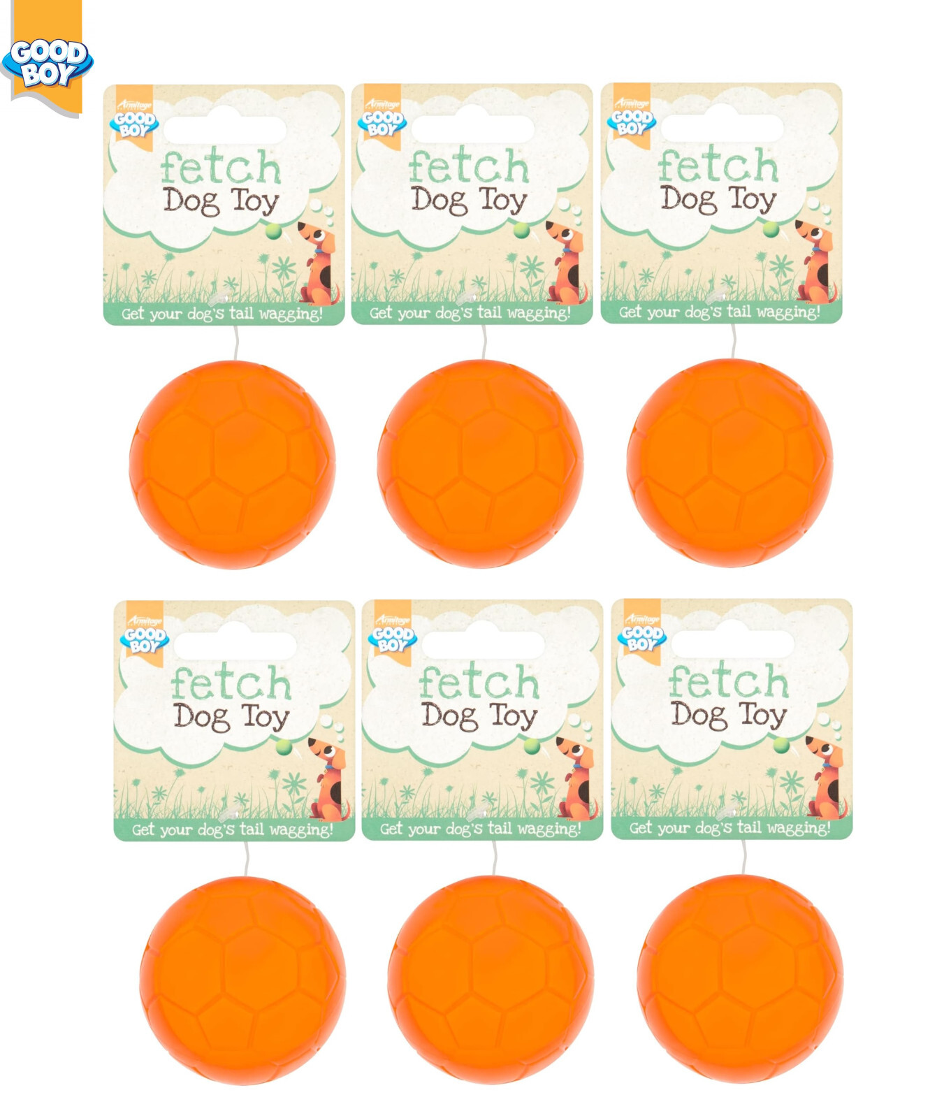 6 PACK GOOD BOY SQUEAKY BOUNCY FETCH BALL DOG PUPPY BALL TOY THROW FETCH 6CM