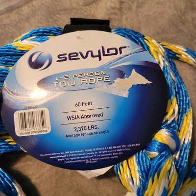 1 Count Sevylor 60 Feet One To Two Person Tow Rope WSIA Approved