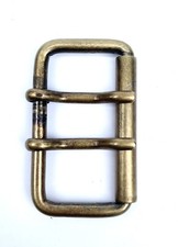 Antiqued Finish Double Prong Replacement Roller Belt Buckle, Fits 2-1/2" wide