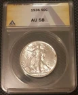 1936 WALKING LIBERTY SILVER HALF DOLLAR ** ANACS AU-58