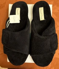 New Daniel Green Ladies Alexa Black/Cheetah Open Toe Slippers Size 7M Free Ship