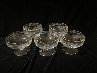 Bohemia Crystal-Crystalex Crystal Champagne Coupe Style Low Sherbert Rare HTF