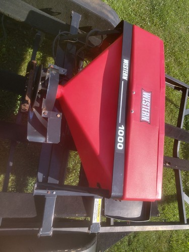 Western 1000 Salt Spreader, 1 cu ft Metal, Red/Black, bumper-mount