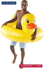 Giant Duck Pool Float, Over 4' Wide, Inflatable Floatie Tube, Blow