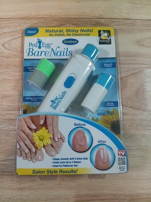 Ped Egg Bare Nails Electronic Nail Care System Shape Smooth Buff & Shine Nails