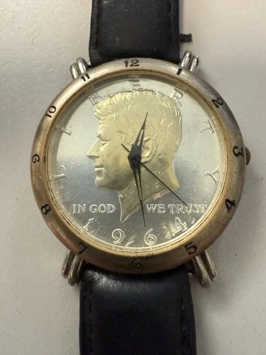 Brittania Vintage Liberty Kennedy USA Silver Coin Men's Quartz Watch 1964