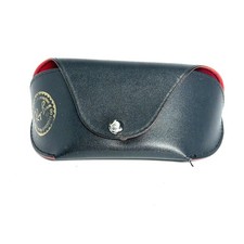 Ray-Ban Sunglasses Case Black Faux Leather Red Interior Snap Closure Luxottica