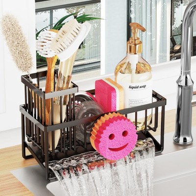 Taugast Sponge Holder for Kitchen Sink,Smiley Face Sink Caddy with Removable ...