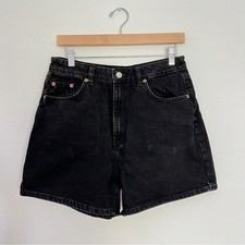 Zara Black Denim High Rise Shorts Size 8 EU 40