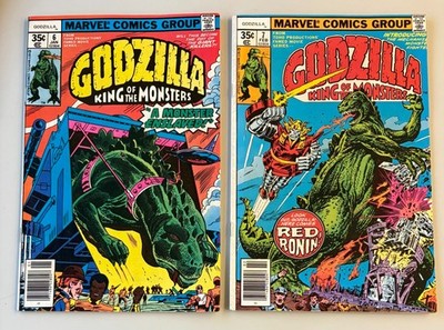 2 VINTAGE COMICS LOT GODZILLA #6 + 7 MARVEL 1977 RED RONIN