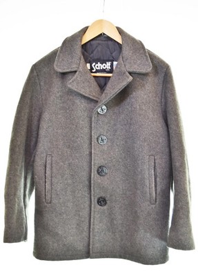 SCHOTT Wool Pea Coat Men s Size 38 Gray Used