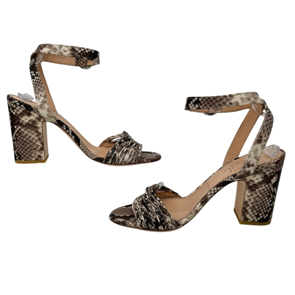 AGL Attilio Giusti Leombruni Snakeskin Print Ankle Strap Sandal 42 Brown Womens - Image 3 of 4