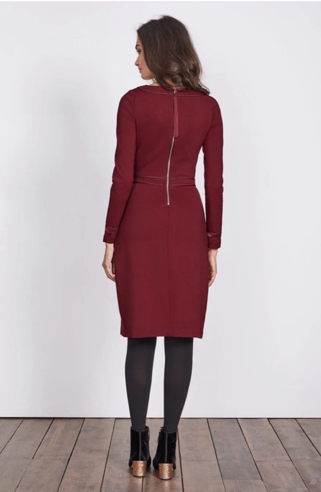 Boden Gisele Ponte Women’s Sheath Dress Size 6 Red Burgundy Long Sleeves - Image 2 of 4