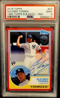 GLEYBER TORRES 2018 (RC) Topps 1983 35th RED On Card AUTO 11/25 PSA 9 MINT POP 1