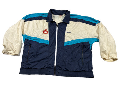 VTG 70s Ellesse Royal Tennis Grand Prix Tracksuit Nylon Jacket Zip Mens Blue 2XL