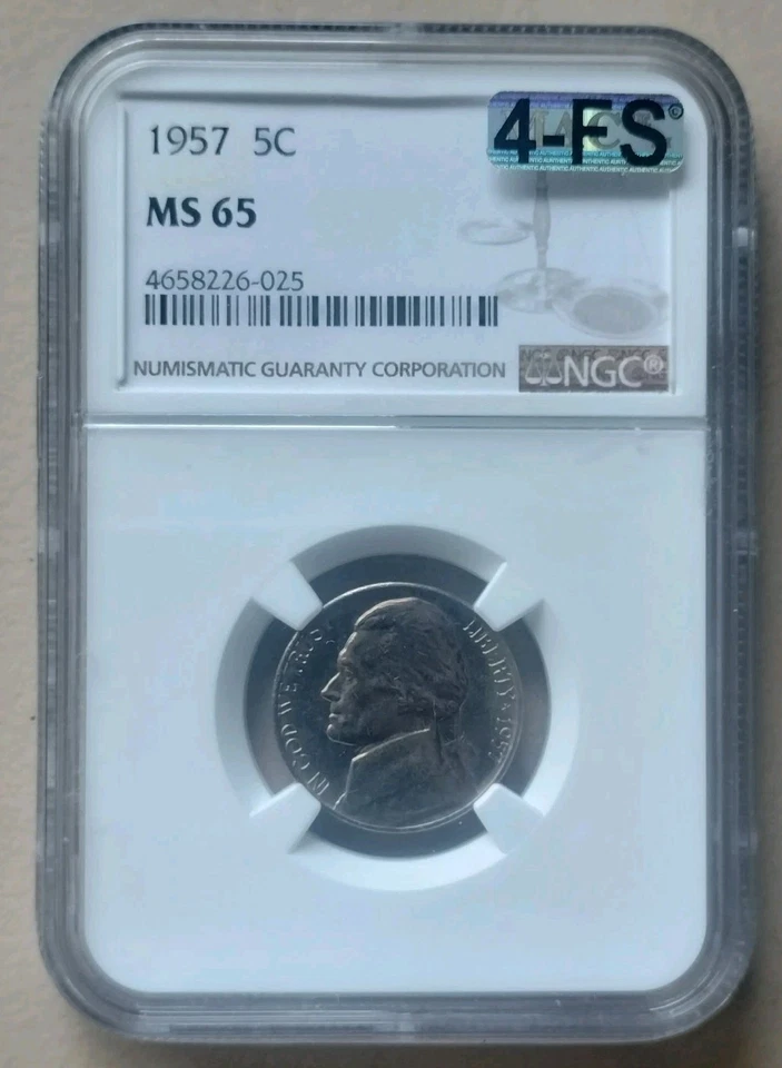 1957 Jefferson Nickel, NGC MS65- 5 Cent Coin 4FS Full steps - Image 2 of 4