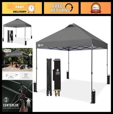 Crown Shades 10x10 Pop Up Canopy Tent with Stakes and Sand Bags