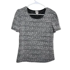 Naif Blouse Women's Petite Medium Textured Short Sleeve Round Neck Shirt Top