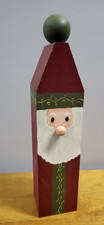 Vintage Folk Art Wooden Santa Claus Carved Handmade Christmas Decor Heavy