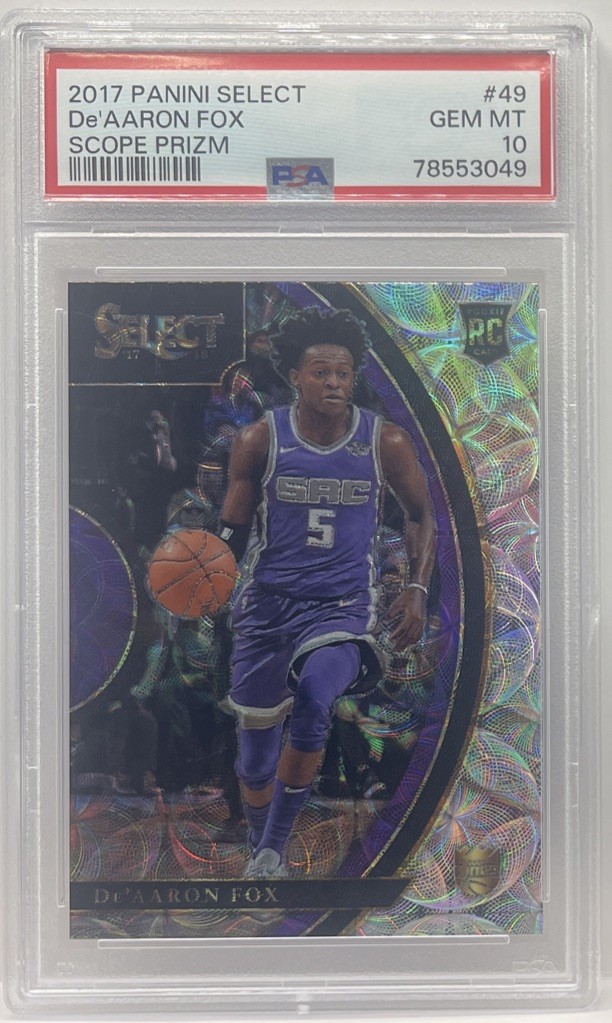 2017-18 Select De'Aaron Fox Scope Prizm Concourse Rookie RC #49 PSA 10 GEM MINT
