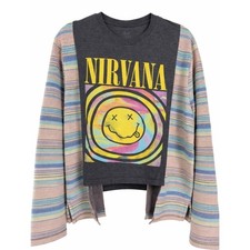 Nirvana Graphic Band Tee Upcycled Boho Grunge One of a Kind Top OS