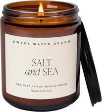 Salt and Sea Soy Candle - Sea Salt, Citrus, Musk, and Amber Scented Beach Candle
