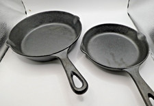 Philippe Richard Cast Iron 6" & 8" Skillet Pan  Set Dual Spout New Unseasoned