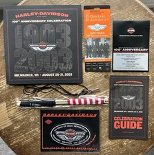 Harley Davidson 100th Anniversary Admission Pass, Patch, Bandiera, Libretto
