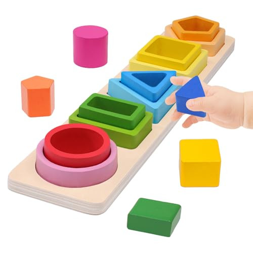 Montessori Toys for 1+ Year Old, Wooden Baby Stacking Sorting Toys for - Picture 2 of 7