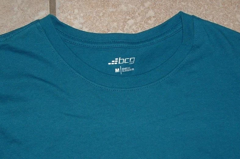 Lote de 2 camisetas BCG azul y marrón talla mediana manga larga cuello redondo 100 % algodón Foto 3 de 4