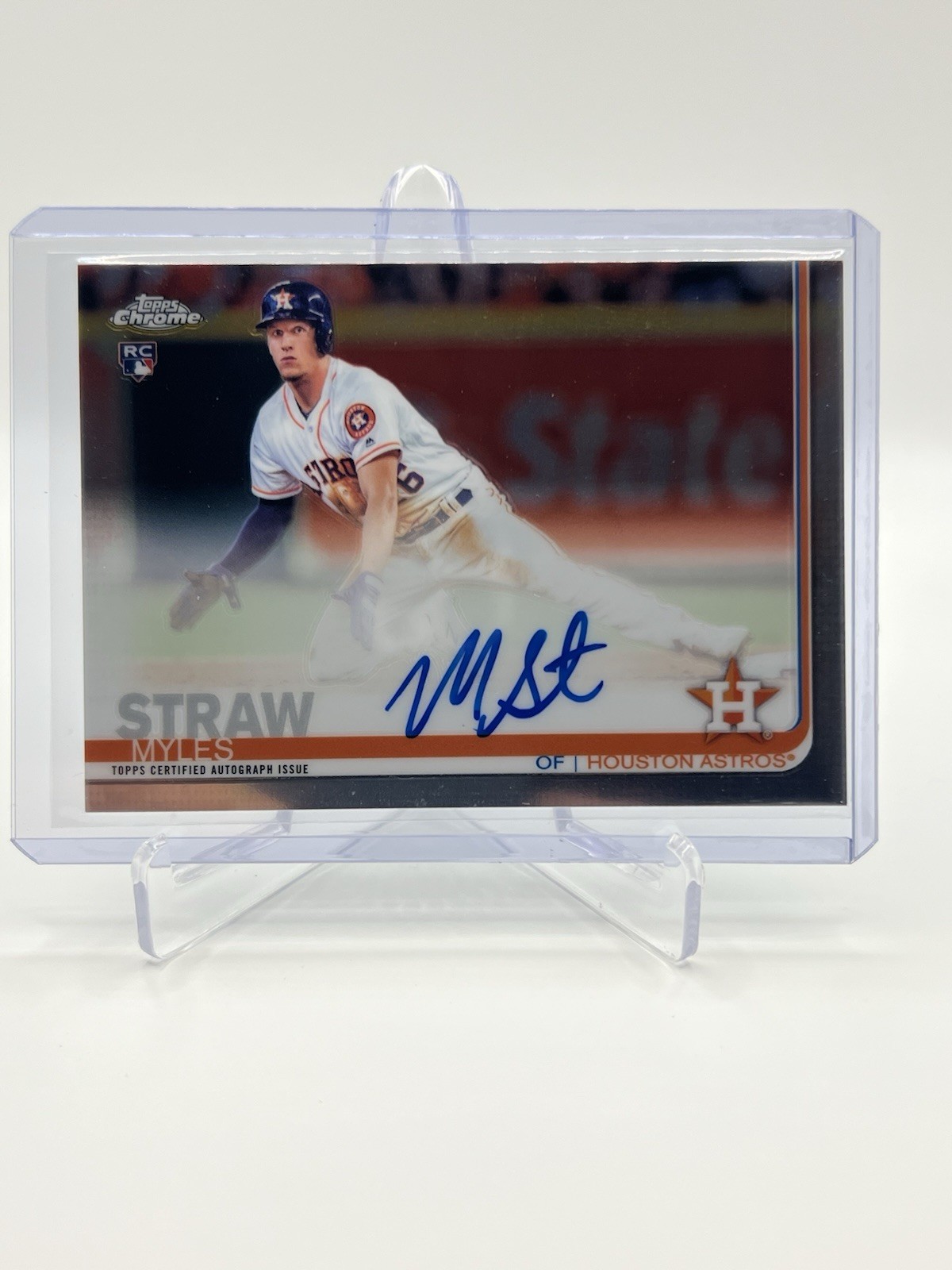 2019 Topps Chrome - Rookie Autographs Myles Straw #RA-MS (AU, RC)