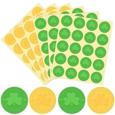 500Pcs St. Patrick's Day Seal Stickers Green Gold Foil Shamrock Envelope Decals