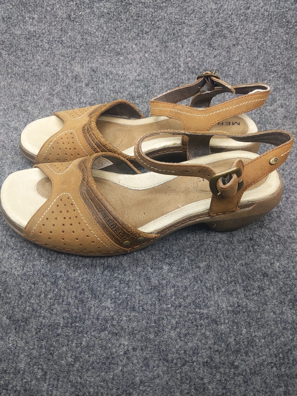 Sandali Merrell donna tg. 6 cornamusa Luxe tracolla pelle marrone casual aperta