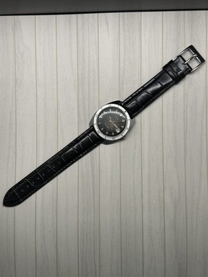 Vintage 70s Timex Electric Mens Watch Dark Brown Starburst Dial NEW Hybrid Band